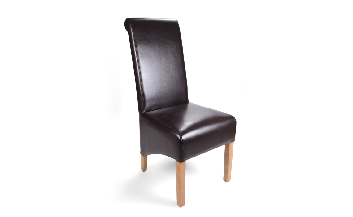 Classic Brown Rollback Leather Dining Chair