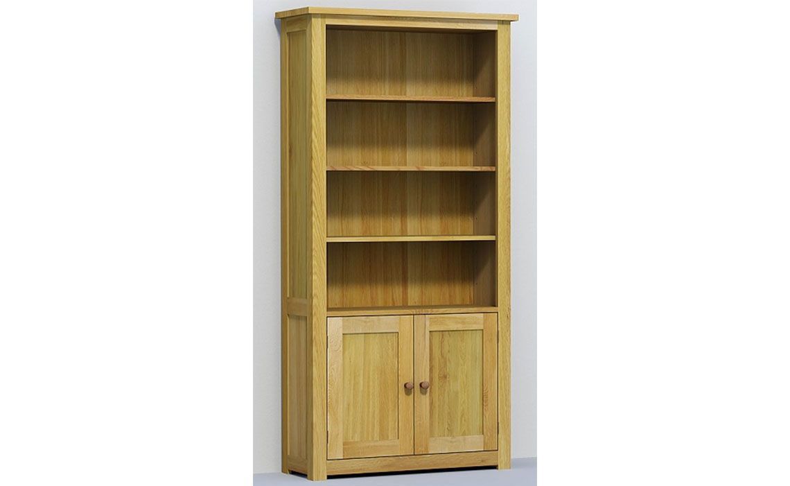 Classic Oak Tall Deep Unit Doors Below, Oak Bookcase With Doors