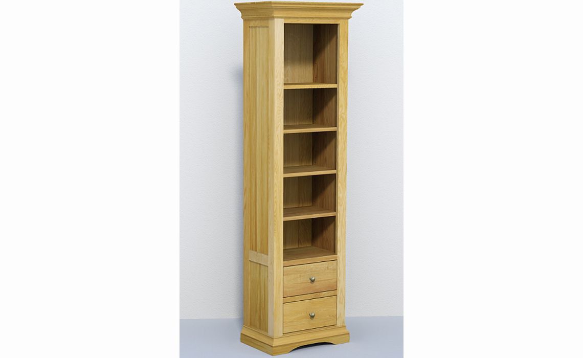 Chambery Oak Tall Narrow 2 Drawer Unit, Tall Narrow Oak Bookcase Uk