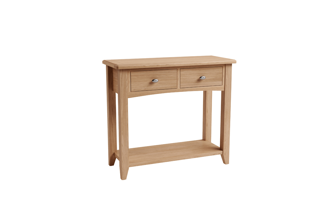 Light oak console clearance table with drawers