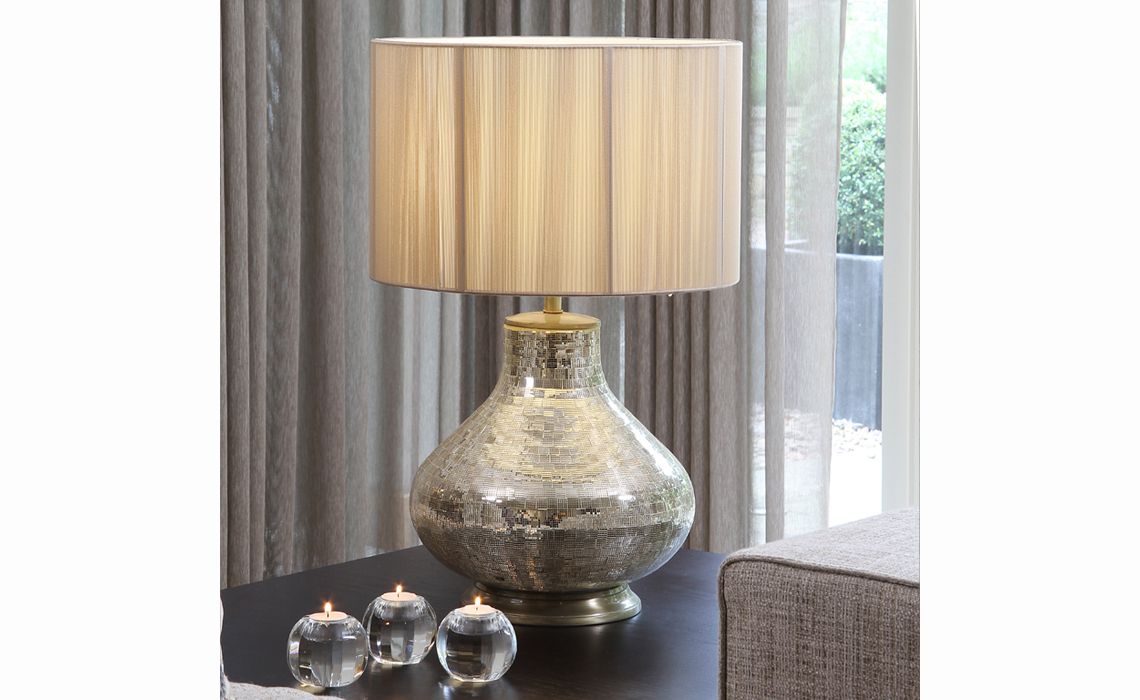 PLL126 Champagne Mosaic Table Lamp (Base metal and glass - Beds, Mattresses, Sofas, Furniture, Ipswich, UK