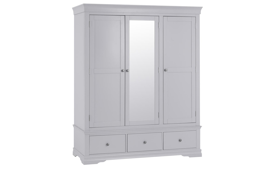 Salthouse Grey Painted Triple Wardrobe With Drawers Painted