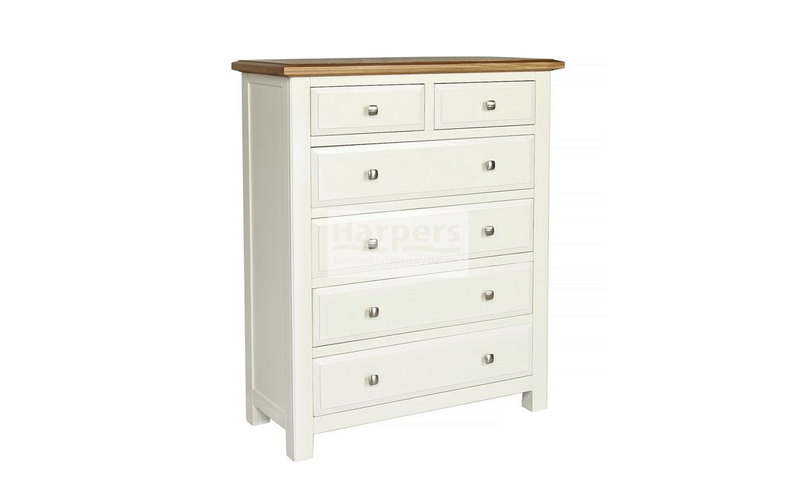 Kent Cream Painted 2 Over 4 Chest Of Drawers Painted With Oak Top