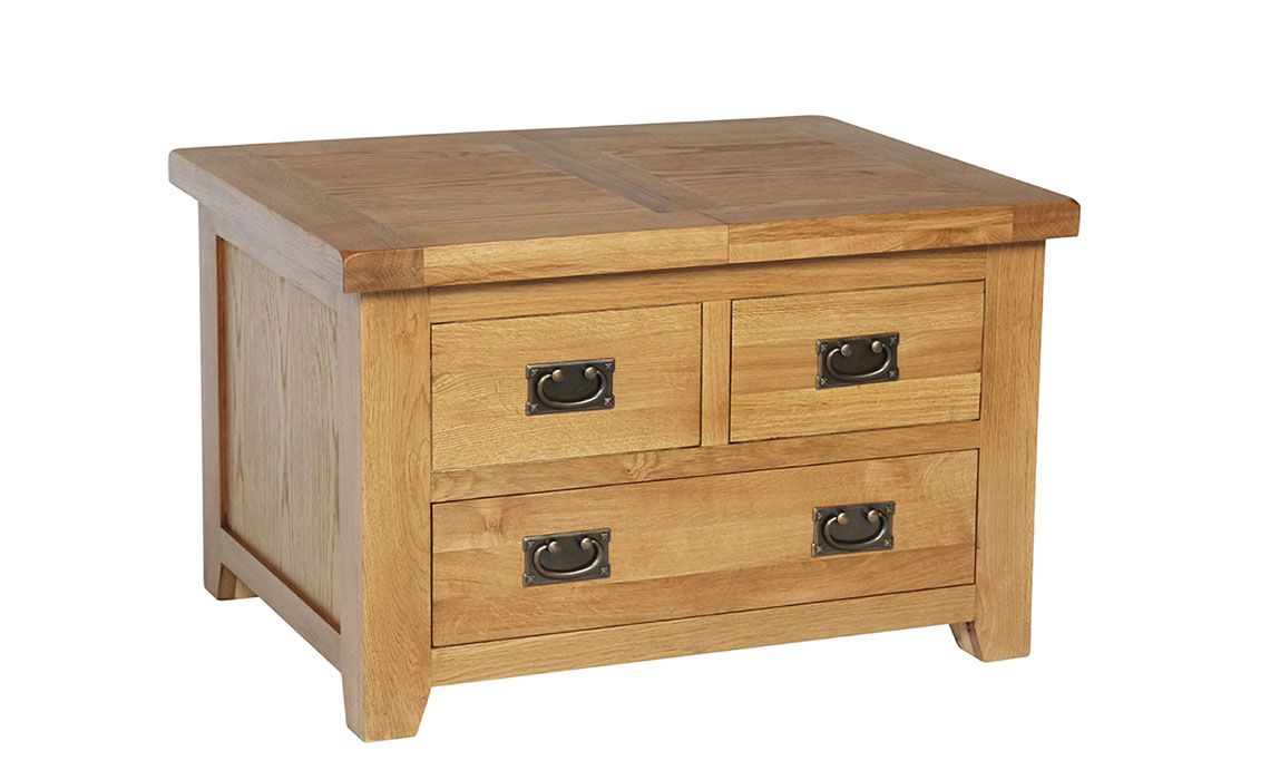 Essex Rustic Oak Small Storage Coffee Table, Solid American Oak - Essex Rustic Oak Small Storage Coffee Table, Solid American Oak