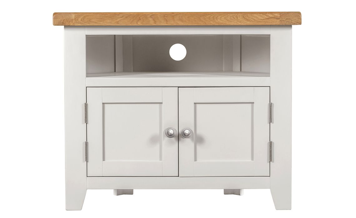 Eden Ivory Painted Corner Tv Unit With Solid Doors Painted