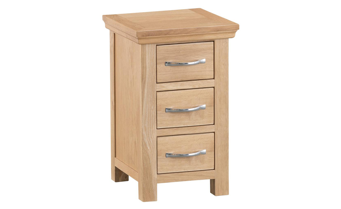 Glemham Oak Narrow 3 Drawer Bedside Cabinet Oak Beds