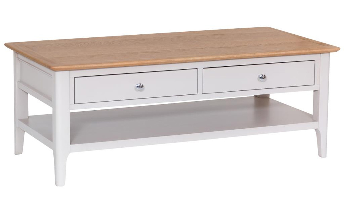 Odense Stone Painted Large Coffee Table With Drawers Painted