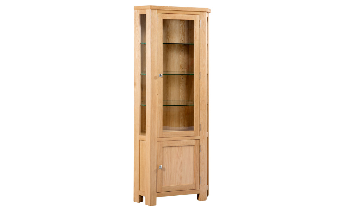 Lavenham Oak Glazed Corner Display Cabinet Oak Beds Mattresses