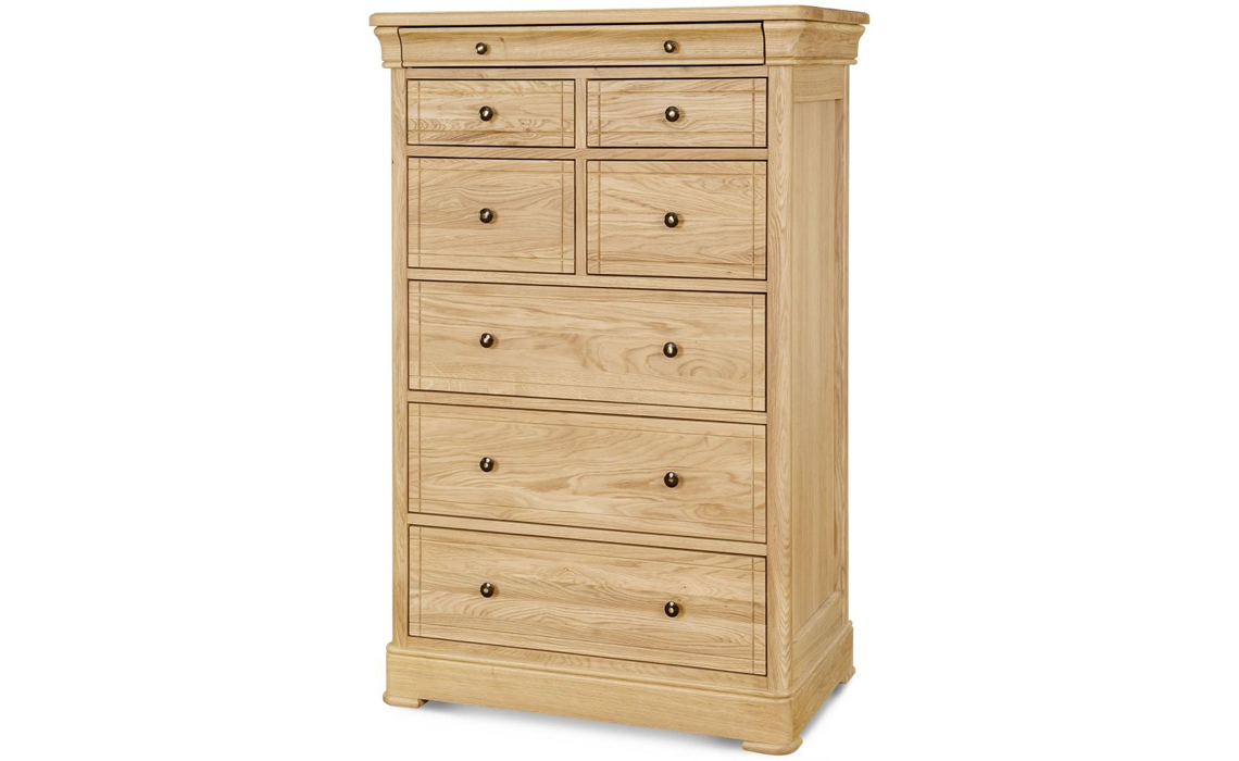 Lancaster Solid Oak 8 Drawer Tall Chest Highest Grade Solid