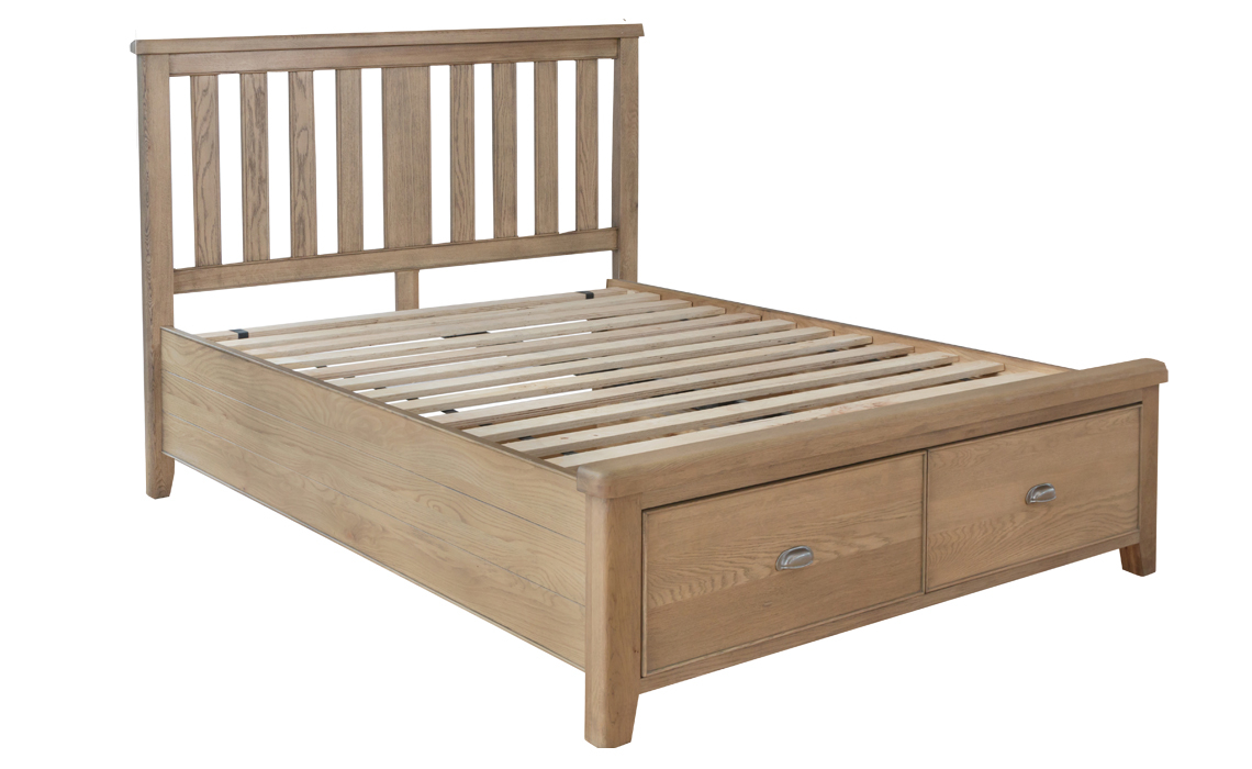 Ambassador Oak 4ft6 Double Slatted Bed Frame With Drawers