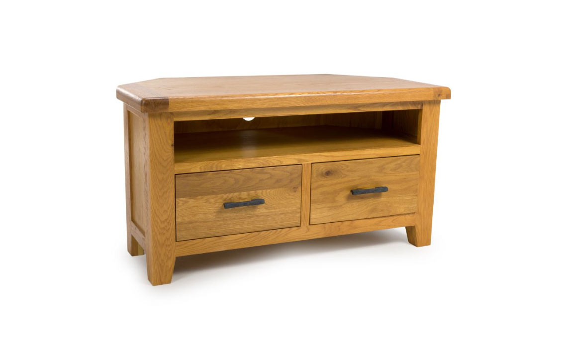 Oak veneer corner tv unit deals