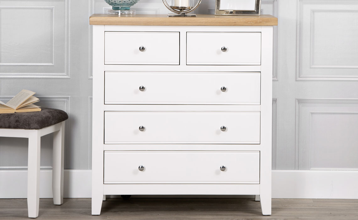 Painted Chest Of Drawers - Ashley Painted White 2 Over 3 Chest