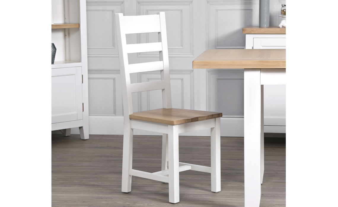 Painted Dining Chairs - Ashley Painted White Ladder Back Chair Wooden Seat