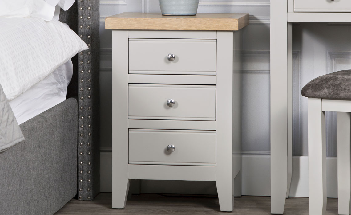 Painted 3 Drawer Bedside Cabinets - Ashley Painted Grey 3 Drawer Bedside
