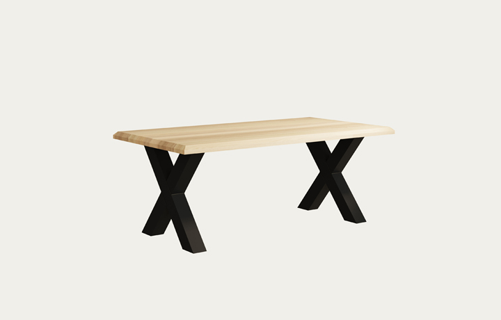 Oslo Solid European Oak Collection - Oslo Solid Oak 220cm Dining Table With X - Style Metal Leg