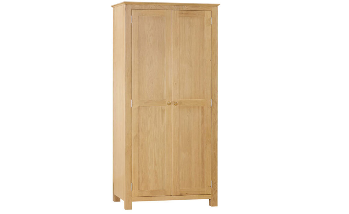 Oak 2 Door Wardrobe - Morland Oak Full Hanging Double Wardrobe