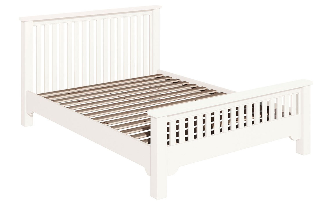 4ft6 Double Hardwood Bed Frames - Portland White 4ft6 Double Chunky Bed Frame