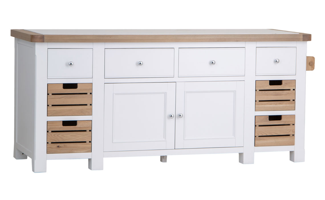 Dresser Tops & Larder Units - Cheshire White Painted Large Kitchen Island