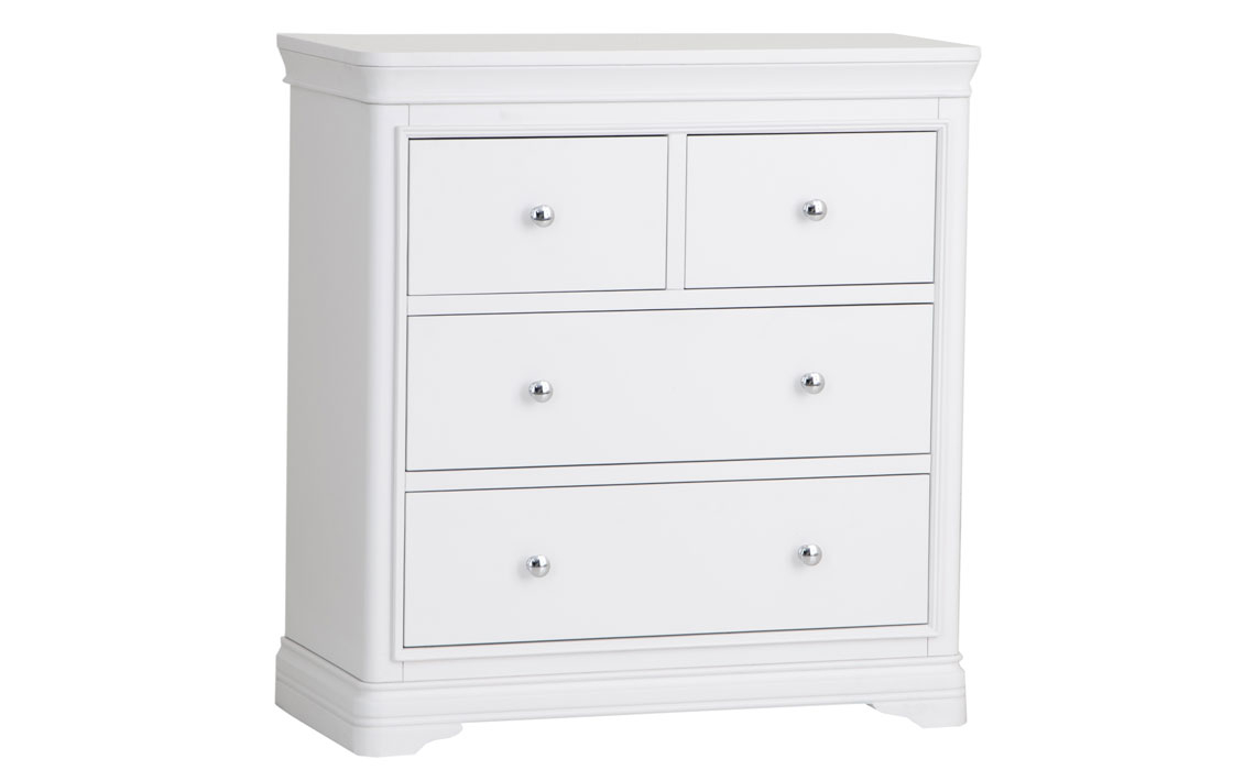 Chest Of Drawers - Chantilly White Painted 2 Over 2 Chest 