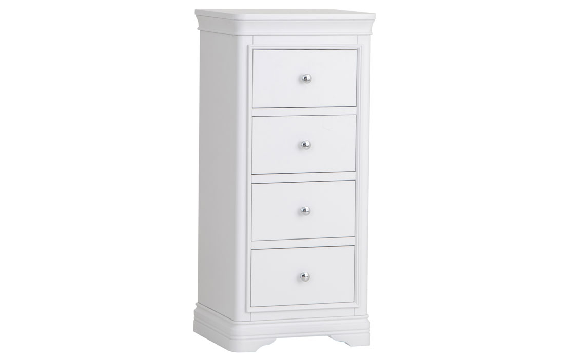 Painted Chest Of Drawers - Chantilly White Painted Narrow Chest