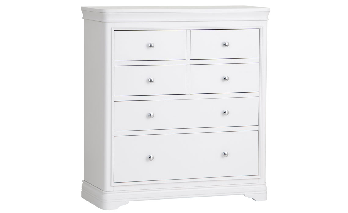 Chest Of Drawers - Chantilly White Painted 4 Over 2 Chest