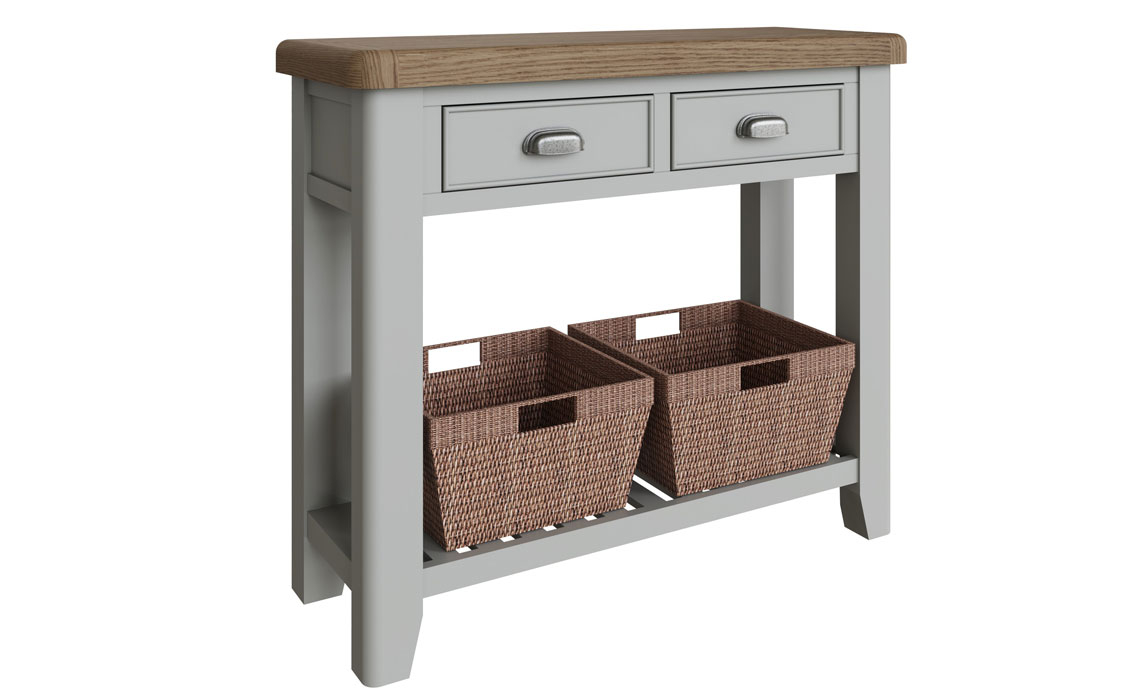 Painted 2 Drawer Console Tables - Ambassador Grey 2 Drawer Console Table With Baskets