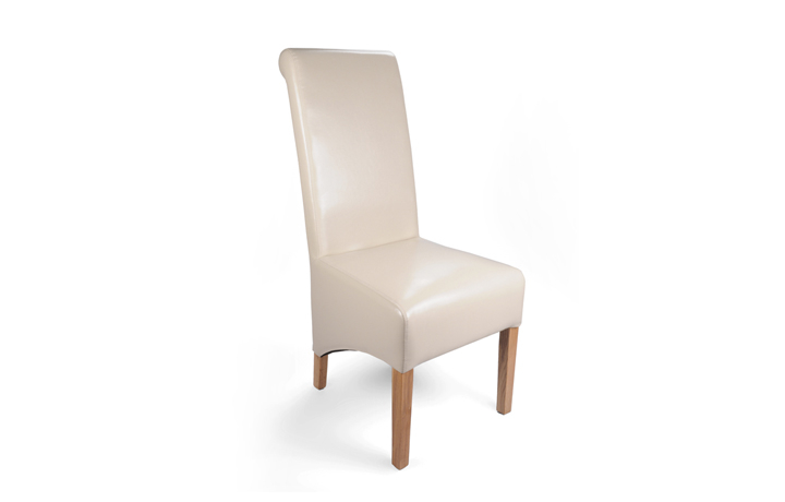 Chairs & Bar Stools - Classic Cream Rollback Leather Dining Chair