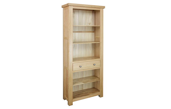 Bookcases - Suffolk Solid Oak Tall 3 Shelf 1 Drawer Unit