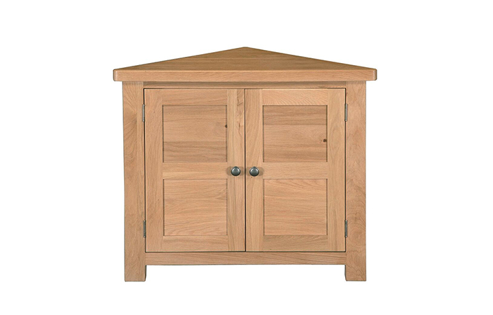 Display Cabinets - Suffolk Solid Oak Corner Unit With Solid Doors