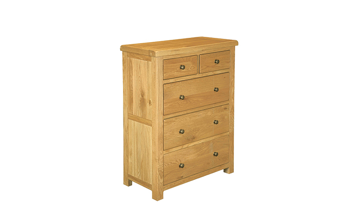 Chest Of Drawers - Norfolk Rustic Solid Oak 2 Over 3 Chest
