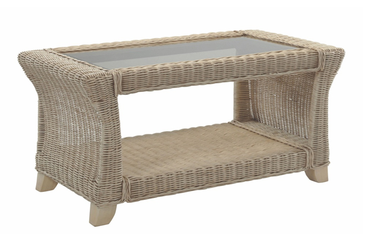 Charlton Cane Range in Natural Wash - Charlton Cane Coffee Table with Bronze Glass