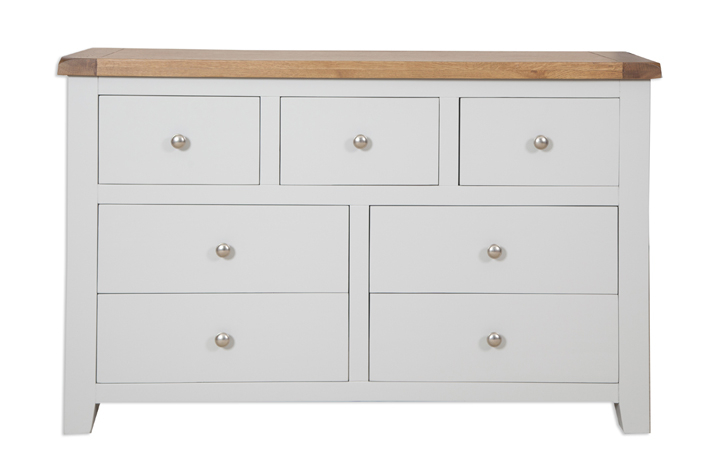 Chest Of Drawers - Henley Grey Painted 7 Drawer Wide Chest