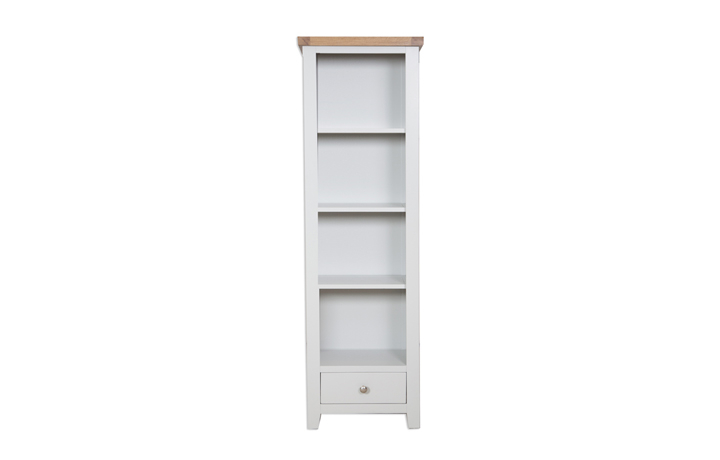 Painted Bookcases - Henley Grey Painted Slim Bookcase With Drawer