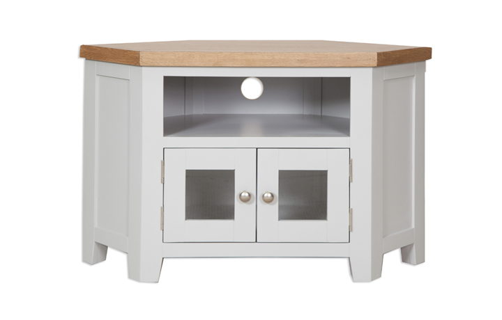 Henley Grey Painted Collection - Henley Grey Painted Glazed Corner TV Cabinet