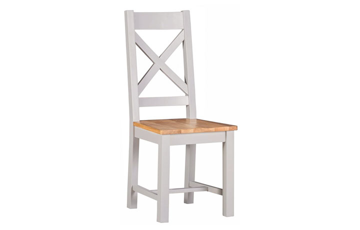 Eden Grey Painted Collection - Eden Grey Painted Cross Back Dining Chair With Oak Seat
