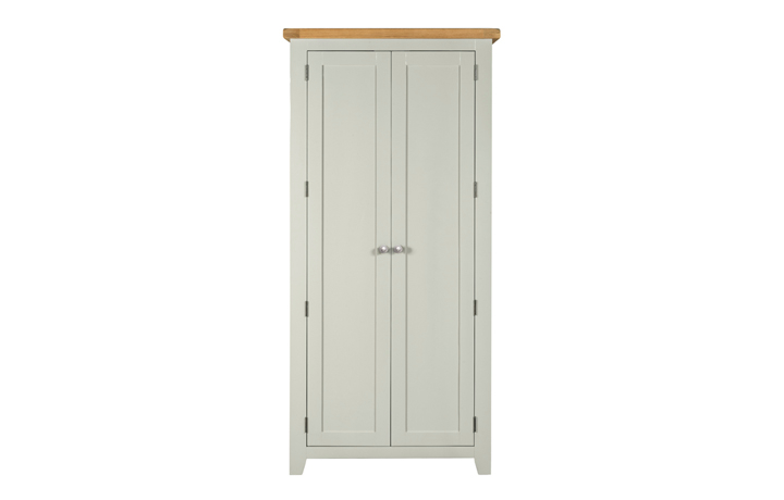 Oak 2 Door Wardrobe - Eden Grey Painted Full Hanging Robe