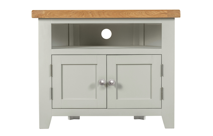 Eden Grey Painted Collection - Eden Grey Painted Corner TV Unit With Solid Doors 