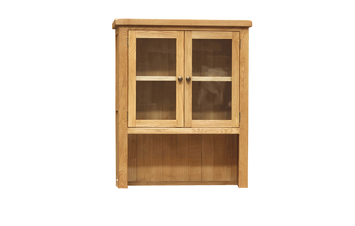 Dresser Tops & Larder Units - Norfolk Rustic Solid Oak Small Glazed Dresser Top
