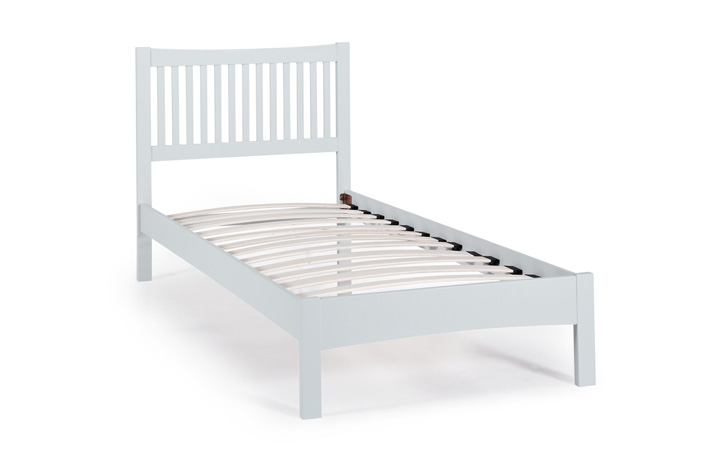 Beds & Bed Frames - 3ft Mya Single Slated Grey Painted Bed Frame With Low End