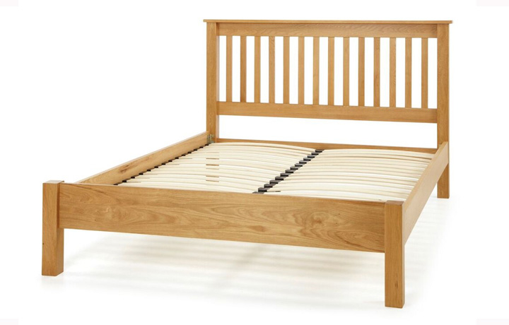 Beds & Bed Frames - 4ft6 Lincoln Solid Oak Slatted Bed Frame With Low End