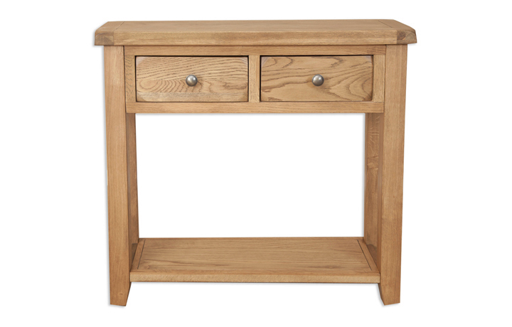 Oak 2 Drawer Console Tables - Windsor Rustic Oak 2 Drawer Console Table