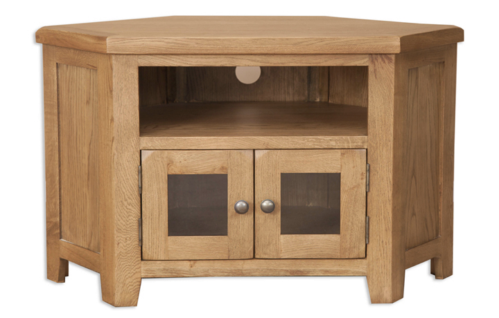 Oak Corner TV Units - Windsor Rustic Oak Glazed TV Cabinet