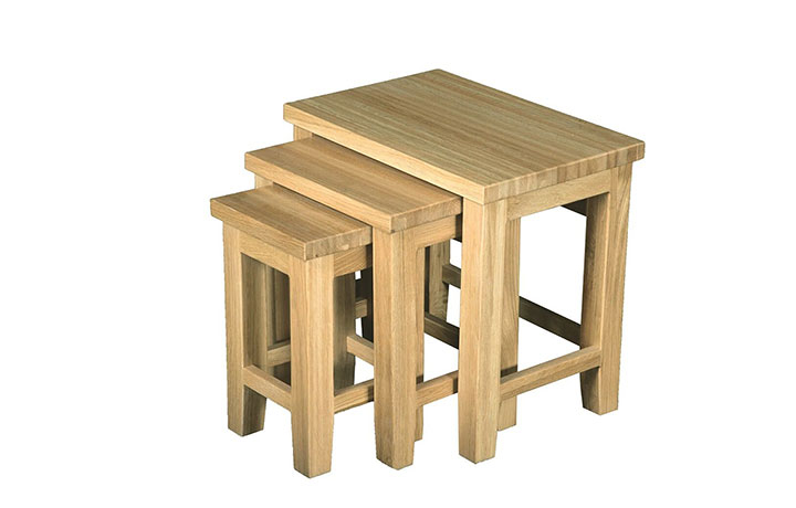 Nested Tables - Suffolk Solid Oak Nest Of 3 Tables