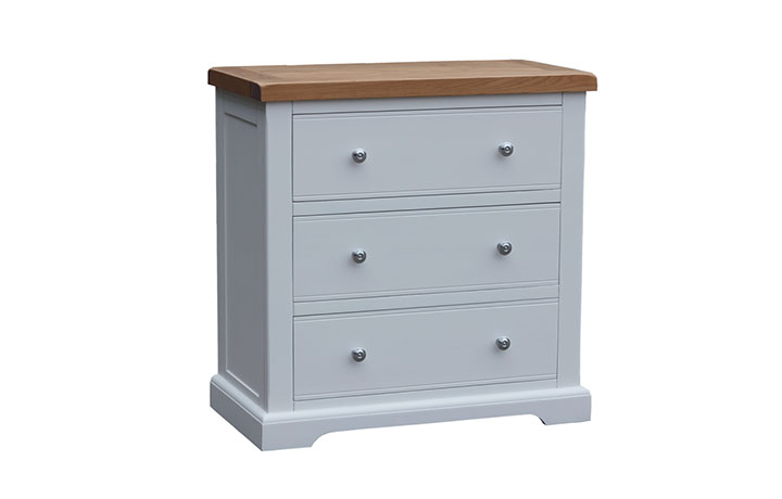 Suffolk Painted Collection White & Grey  - Suffolk Painted 3 Drawers Wide Wellington