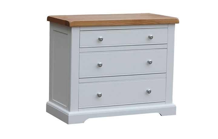 Suffolk Painted Collection White & Grey  - Suffolk Painted Low 3 Drawer Chest 