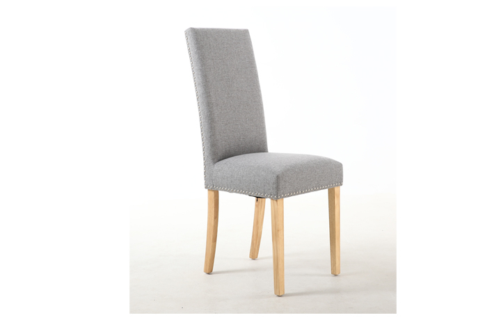 Upholstered Dining Chairs - Diamond Silver Grey With Stud Dining Chair