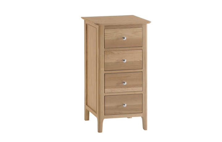 Oak Chest Of Drawers - Odense Oak 4 Drawer Narrow Chest