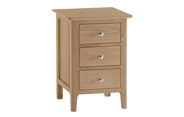 Oak 3 Drawer Bedside Cabinets - Odense Oak Large 3 Drawer Bedside