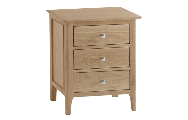 Oak 3 Drawer Bedside Cabinets - Odense Oak Extra Large 3 Drawer Bedside