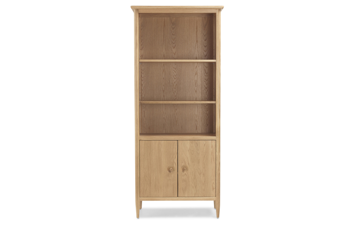 Bookcases - Nordic Solid Oak Large Bookcase With Doors